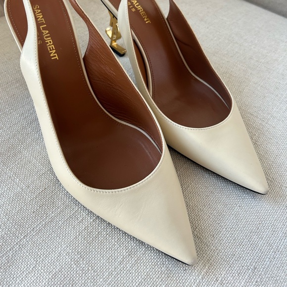 Saint Laurent YSL Opyum Logo-Heel Leather Slingback Pumps - Picture 9 of 16